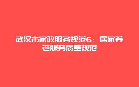 武汉市家政服务规范6：居家养老服务质量规范_http://www.365jiazheng.com_武汉家政_第1张